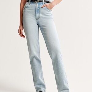 Abercrombie & Fitch Women's Light Blue Straight Leg Jeans